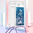 thumbnail image 2 of Glitter Case for Google Pixel 7A with Adjustable Lanyard Neck Strap, Sparkle Transparent Quicksand Waterfall Soft TPU Liquid Cover for Google Pixel 7A LSGS-Blue, 2 of 14