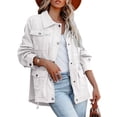 thumbnail image 2 of Langwyqu Spring Fall Women Turn-Down Collar Casual Jacket Zipper Coat With Pocket, 2 of 4