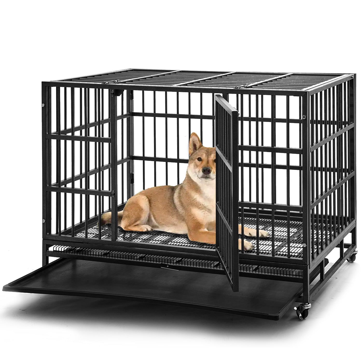 ICLBC 48 inch Heavy Duty Dog Crate,Large Metal Escape Proof Dog Cage