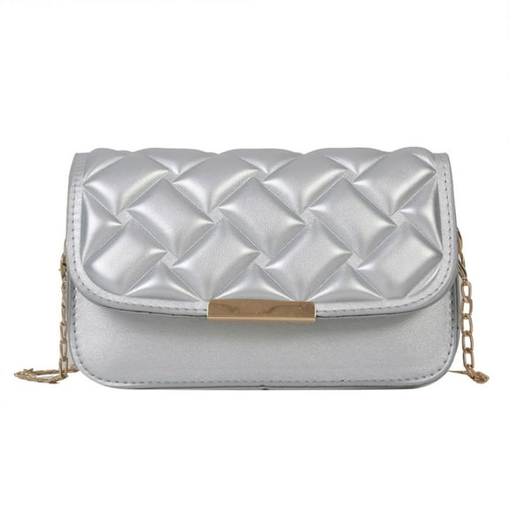 New chain shoulder bag fashion simple Joker artificial leather small bag shoulder bag - silver