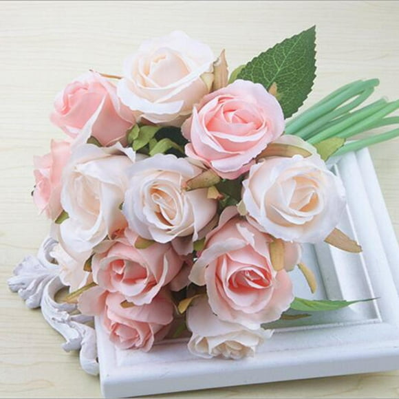 12pcs/lots Artificial Flowers Wedding bouquet Thai Royal Silk flowers Home Decoration Wedding Party Decor（Champagne）