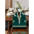 thumbnail image 4 of Southwest Teal Table Runner-Cotton Linen- 60 Inch Holiday Dresser Scarves, Geometric Aztec Tribal Ethnic Bohemian Tablerunner for Kitchen Coffee/Dining Bedroom Living Room Dinner Scarf Décor 13x60, 4 of 9