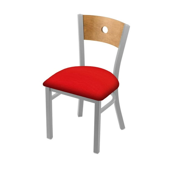 Holland Bar Stool 630 Voltaire 18" Chair with Anodized Nickel Finish, Medium Back, and Canter Red Seat