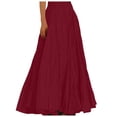 thumbnail image 1 of Jupes pour Femmes Mode Décontractée Taille Haute Robe Longue Vintage Unie Vêtements Femmes Rouge L, 1 of 5