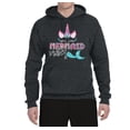 thumbnail image 2 of Wild Bobby, Cute Unicorn Mermaid Vibes Children Girl Birthday, Streetwear, Unisex Graphic Hoodie Sweatshirt, Heather Black, Large, 2 of 3