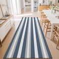thumbnail image 3 of Hallway Runner Rug 2'x6', Haze Blue Stripe Kitchen Runner Rugs Non-Slip Carpet Mats, Farmhouse Blue Gray Striped Bedside Rugs Runners Washable Floor Carpet for Bathroom Laundry Room, 3 of 8