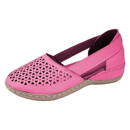 CHOII 50% off Clearance Fashion Sandals Female Package Head Hollow Flat Bottom Women s Shoes Breathable Non-slip Sandals Slight Wedge Cushionaire Sandals Summer Sandals for Women 2024 Hot Pink/8.5