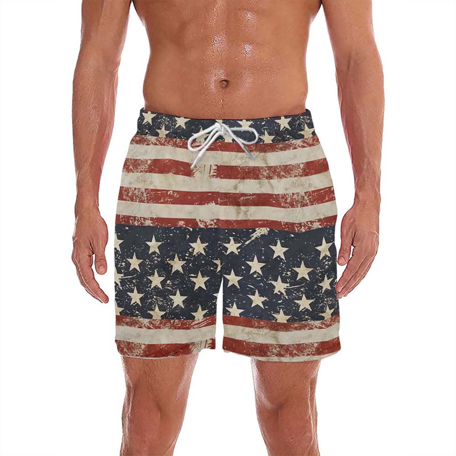 Landscap Mens Beach Swim Trunks Printed Elastic Waist Casual Summer Shorts Quick Dry Hawaiian Shorts Boardshort 