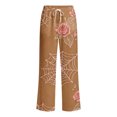 thumbnail image 4 of Edvintorg Loose Pants for Women Halloween Printed Elastic Waisted Casual Lounge Trouser Lightweight Wide Leg Soft Pant with Drawstring Womans Clothes Khaki S-2XL, 4 of 8