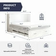 thumbnail image 3 of ZAFLY Murphy Bed Cabinet with Charging Station, Queen Size Solid Wood Cabinet Bed with Mattress, Murphy Cube Chest Bed with Storage Drawers - White, 3 of 12