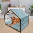 thumbnail image 2 of Mid Century Pet House, Geometric Modern Art Design in the Sixties Pop Art Shapes Pattern, Outdoor & Indoor Portable Dog Kennel with Pillow and Cover, 5 Sizes, Sea Green Blue Black, by Ambesonne, 2 of 4