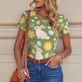thumbnail image 6 of KLL Women 's Crew Neck Bodysuit Jumpsuits Happy Easter Print Short onesies Stretch T Shirts, 6 of 7