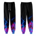 thumbnail image 5 of Unisex Drawstring Waist Sweatpants Harajuku Flame Print Jogger Pants Trousers, 5 of 14