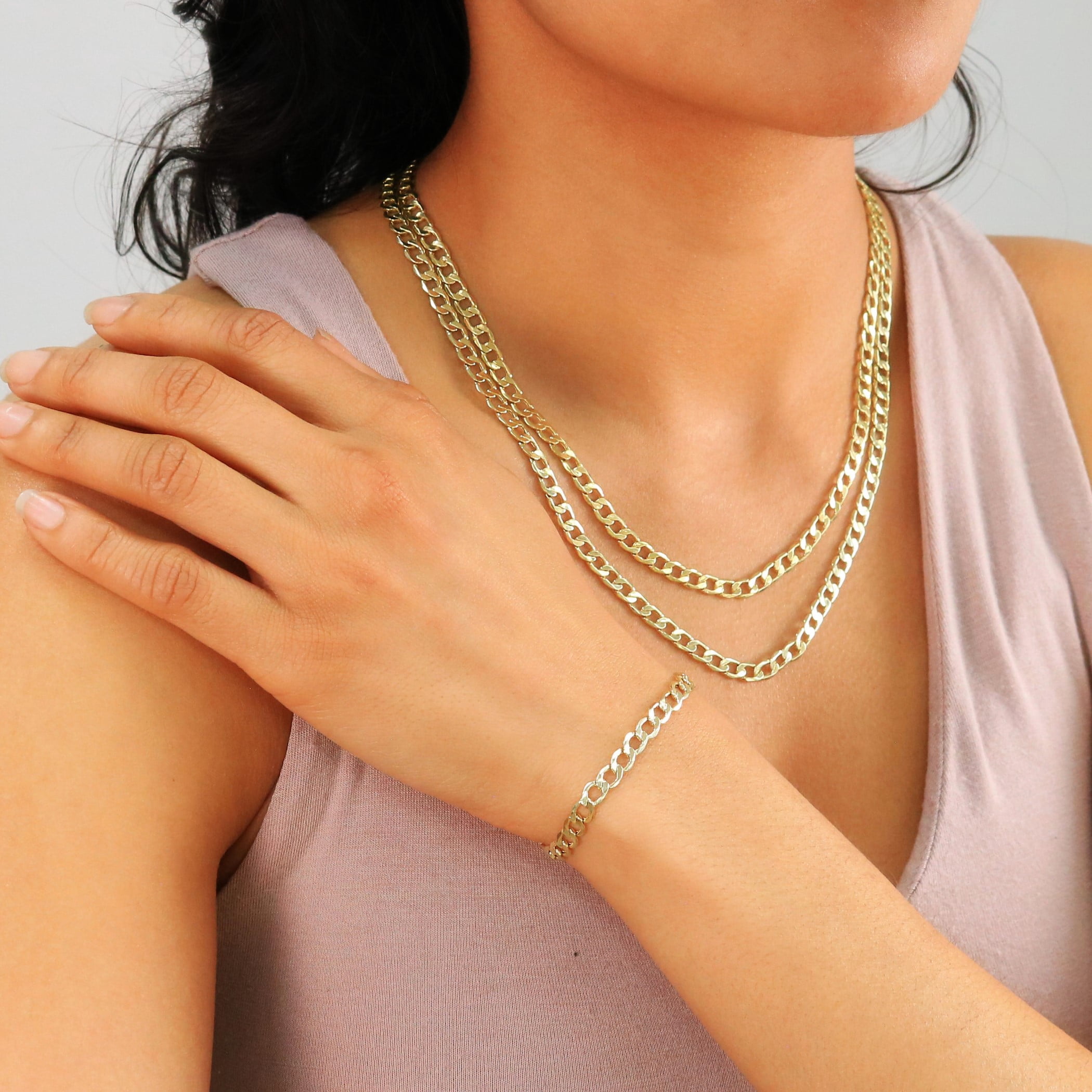 Nuragold 14k Real Yellow Gold Cuban Curb Link 5.5mm Chain Bracelet (7"-9") Italian Jewelry for Men & Women