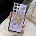 thumbnail image 4 of for Samsung Galaxy A16 Kickstand Case, Glitter Luxury Woman Girly Cute Butterfly Ring Holder Foldable Stand Shockproof Floral Pattern Golden Plated Soft TPU Flexible Cover for A16 5G, Purple, 4 of 13