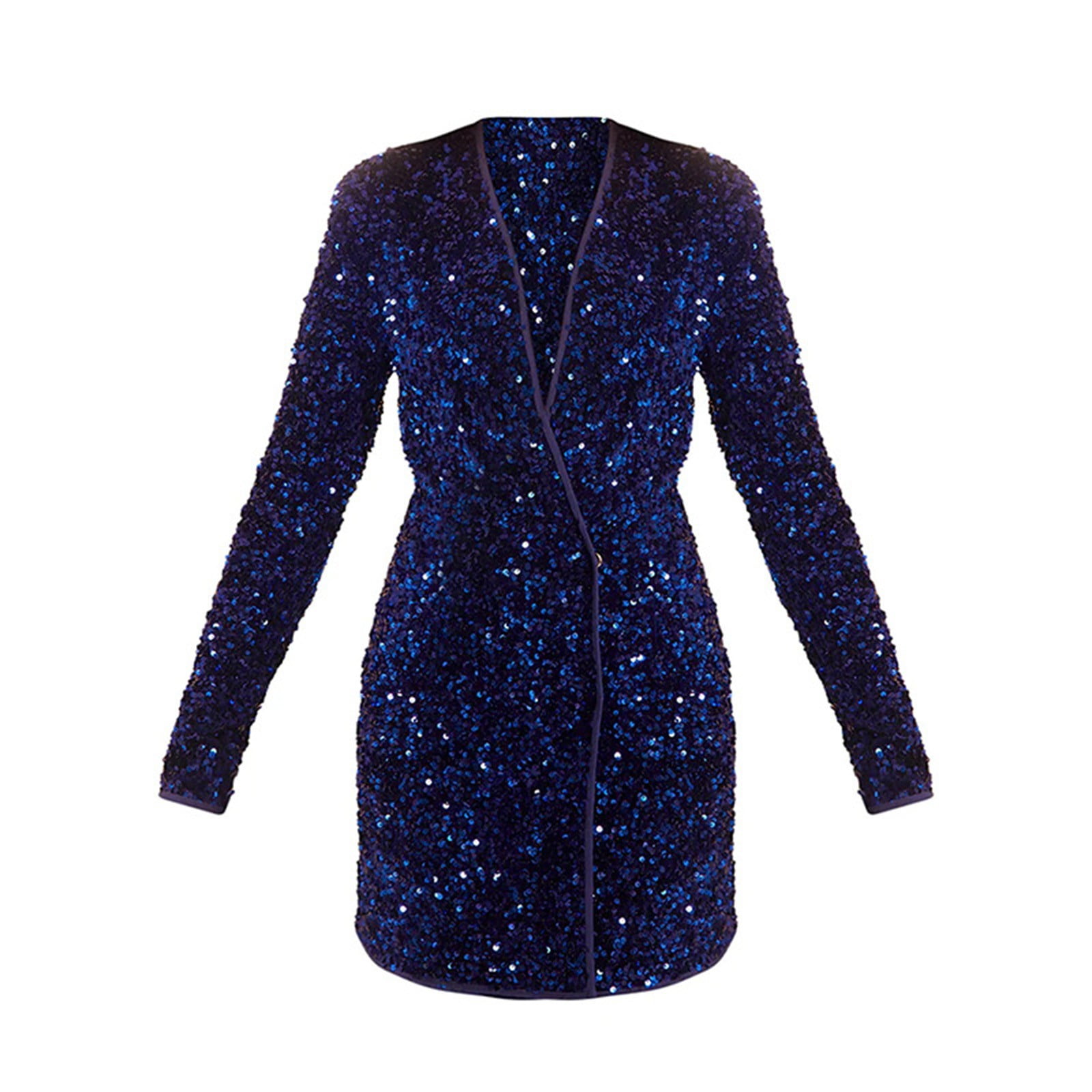OSFVNOXV Sequin Jacket Dress for Women Velvet Glitter Mini Dress Deep V-Neck Bodycon Sparkly Formal Blazer