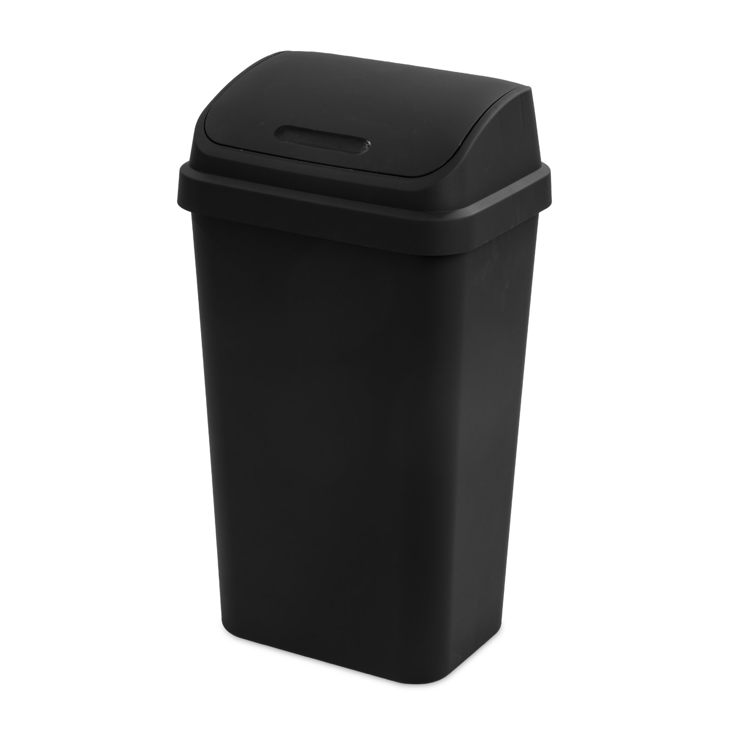 Sterilite Kitchen Trash Can, 13 Gallon Plastic Garbage Bin with Swing Top Lid, Black
