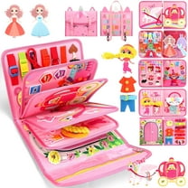 Flybay Busy Board Montessori Toys for Girls, Busy Book for 1-3 Year Old, Sensory Educational Activities for Learning Fine Motor Skills, Toddler Toys