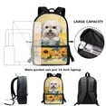 thumbnail image 6 of KUIFORTI Backpack Kids School Bags Casual Lightweight Daypack with Adjustable Straps Travel Rucksack Elementary School Students Book Organizer, Cute Poodle Sunflower, 6 of 6