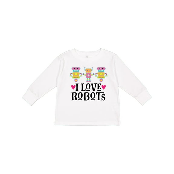 Inktastic I Love Robots Cute Robotics Girls Long Sleeve Toddler T-Shirt