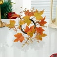 thumbnail image 5 of TFYZYY Artificial Maple Leaf Wreath Candlestick Holder for Halloween Thanksgiving Decoration, 20cm Fall Table Centerpiece, Warm Ambience Decor, 5 of 6