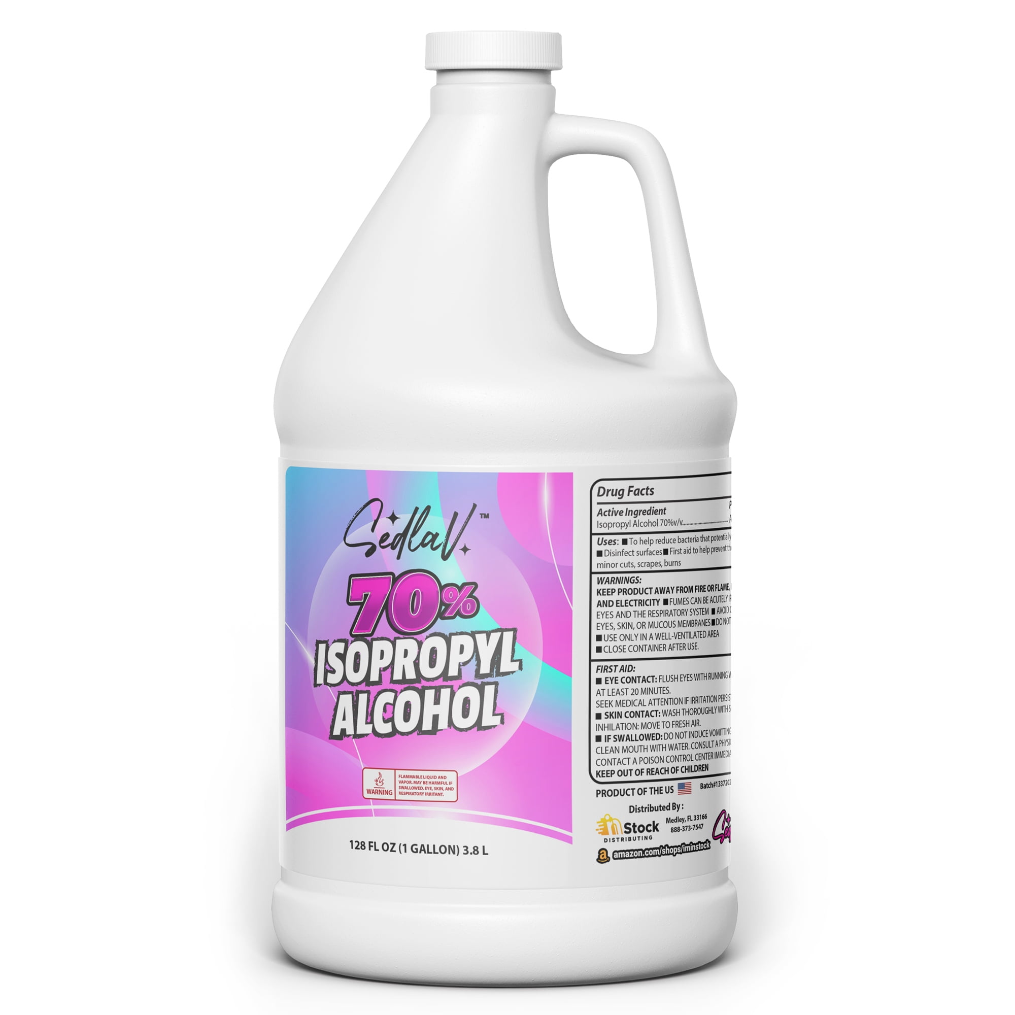 SEDLAV Isopropyl Alcohol 70% Rubbing Alcohol 70% Isopropyl Alcohol (1) Gallons of 70% Isopropyl Alcohol