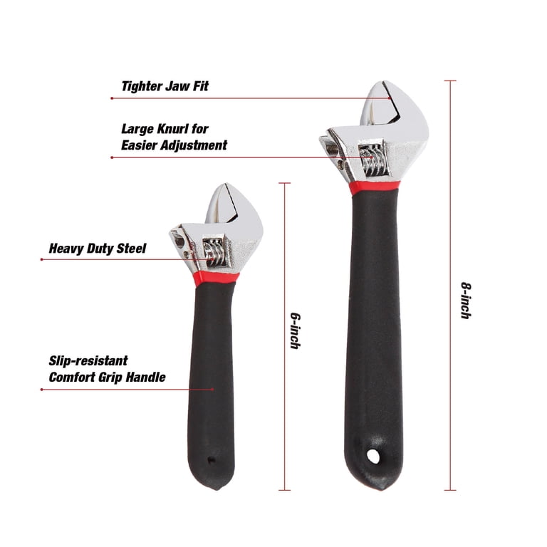 2-Piece Adjustable Wrench Set With Comfort Handles photo 3