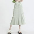 thumbnail image 2 of Gbsyewxs Womens Skirts Midi Skirt Denim High Waist Solid Color Slim Summer Women'S Skirts Mint Green, 2 of 6