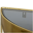 thumbnail image 6 of DecMode 36" x 32" Gold Aluminum Metal Half Moon Drip Abstract Console Table with Melting Designed Legs and Black Glass Top, 1-Piece, 6 of 14
