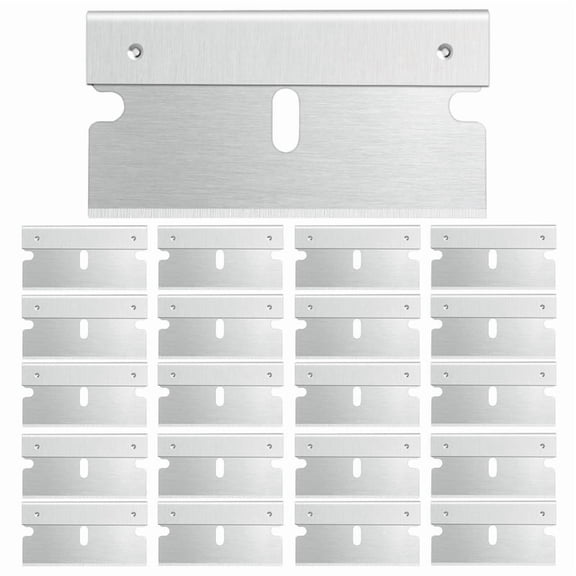20 Pcs Industrial Single Edge Razor Blades 100% Carbon Steel Replacement Blades for Scrapers Box Cutters Glass and Paint Removal with Safe Straight Edge
