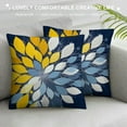 thumbnail image 3 of GOSMITH Navy Blue Yellow Pillow Covers  Yellow Gray Dahlia Floral Geometric Pillow Cases Elegant Geometry Flower Throw Pillows Spring Summer Home Decor for Couch Room Bed Cushion Outdoor, 3 of 5