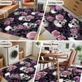 thumbnail image 5 of 3'x5' Area Rugs, Halloween Skull Indoor Outdoor Area Rug for Living Room Bedroom, Vintage Pink Rose Purple Flower Washable Bathroom Rugs Kitchen Floor Carpet Mats Home Decor Aesthetic, 5 of 8