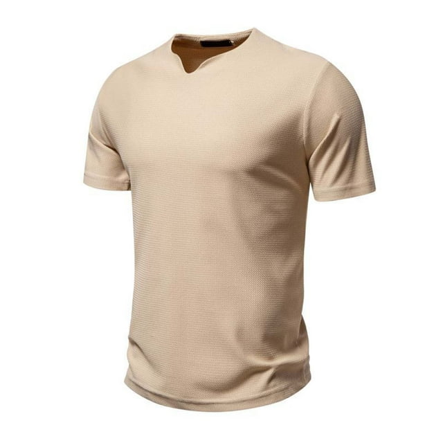 pstuiky camisetas de hombre, Camiseta básica de manga corta con cuello vuelto para hombre, color liso y musculoso ropa de hombre m