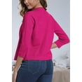 thumbnail image 3 of Women'S 3/4 Sleeve Cropped Cardigan Sweater Elegant Shrugs for Women Rose Red XXL, 3 of 5