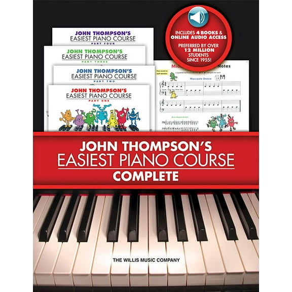 John Thompson's Easiest Piano Course Complete 4-Book Boxed Set with Online Audio Step-By-Step Piano Lessons for Beginner, (Paperback)