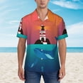 thumbnail image 4 of Lsque Lighthouse and Whale pattern Hawaiian Shirt for Men, Unisex Summer Beach Casual Short Sleeve Button Down Shirts-XX-Large, 4 of 9