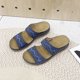 thumbnail image 5 of Bmisegm Ladies Summer Solid Colour Flowers Hollow Breathable Slope with Thick Bottom Large Size Sandals Slippers Summer Blue 8.5, 5 of 7