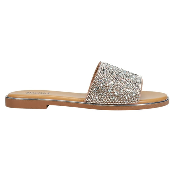 Corkys Womens Pizzazz Rhinestone Slide Flat Casual Shoes