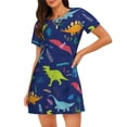 thumbnail image 1 of Fotbe Dinosaurs Bata de Dormir para Mujer con Estampado, Camisón de Algodón de Manga Corta, Ropa de Dormir Casual, 1 of 6