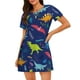 thumbnail image 1 of Fotbe Dinosaurs Bata de Dormir para Mujer con Estampado, Camisón de Algodón de Manga Corta, Ropa de Dormir Casual, 1 of 6