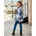 thumbnail image 5 of Oudiya Girls Flannel Plaid Jackets Long Sleeve Button Down Shirts Blouses Tops with Pockets, 6-15Y, 5 of 8