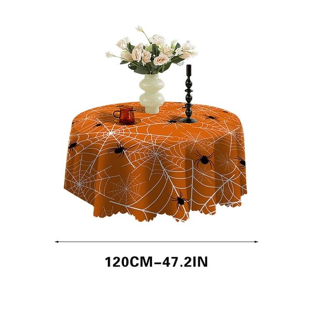 Halloween Circular Tablecloth 120 cm Diameter Oil-Resistant Digital Printed Cloth for Dining Tables and Coffee Tables