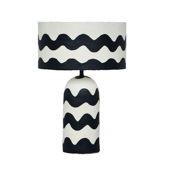 Lámpara de mesa Tov Furniture Tropea Black Waves Papier Mache