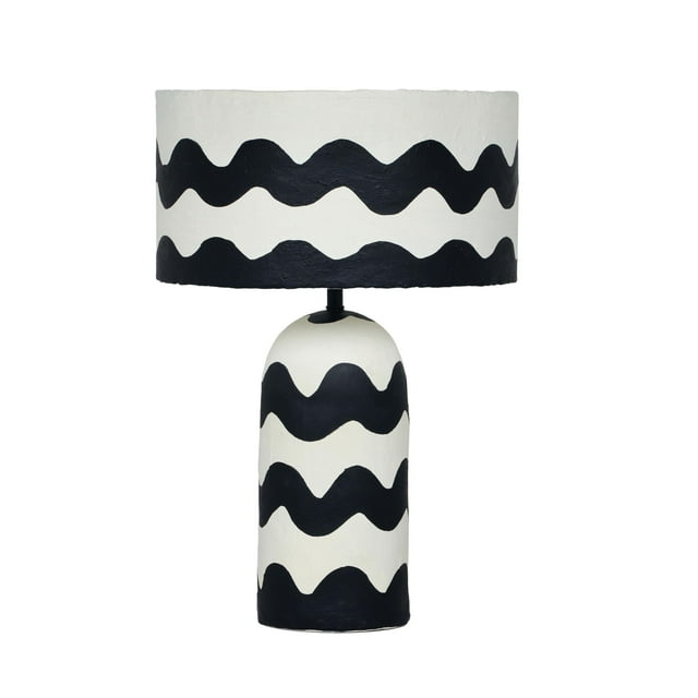 Lámpara de mesa Tov Furniture Tropea Black Waves Papier Mache
