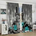 thumbnail image 4 of Teal Rose Kitchen Curtains Turquoise Wine Floral Grapes Theme Valentine Romantic Vintage Style Art Printed Blackout Rod Pocket Curtains Bedroom Living Room Window Drapes 2 Panels 84x84in, 4 of 6