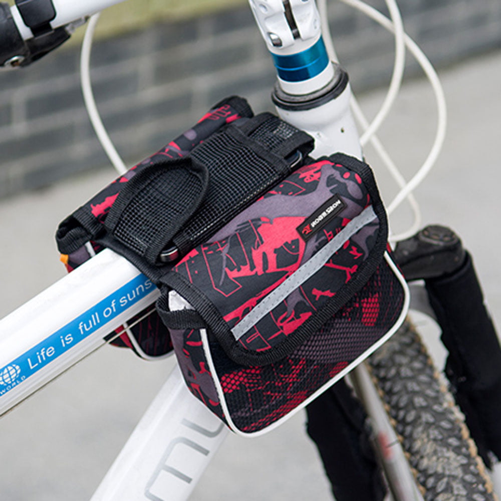 Bike Cycling Bicycle Front Top Tube Frame Pannier Double Bag Pouch for Cellphone 