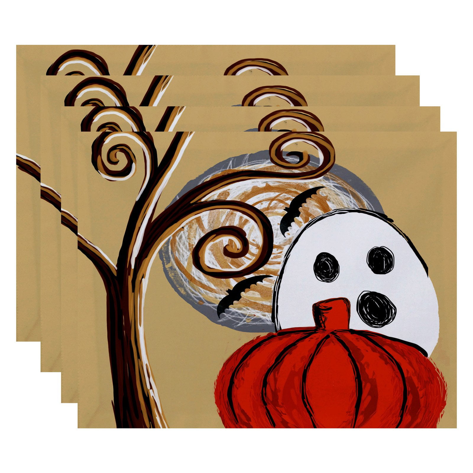 Simply Daisy 18" x 14" Ooky Spooky Geometric Print Placemats, Set of 4
