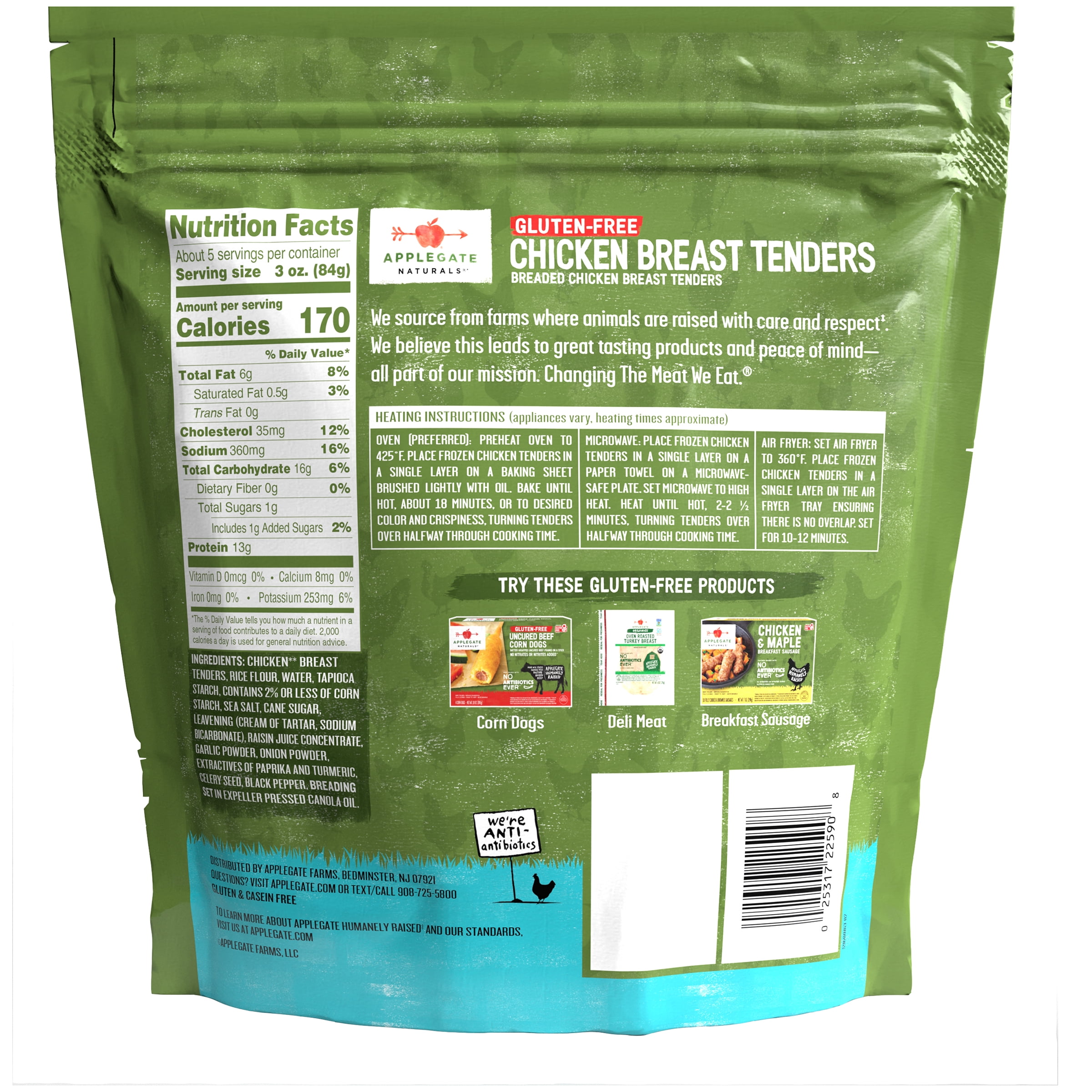 Applegate Natural Gluten-Free Breaded Chicken Breast Tenders, 16oz (Frozen)