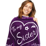 Sister Gift Blanket by ButterTree - Valentines Day Gifts for Sister (Purple Throw, 65" x 50")