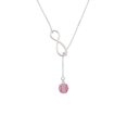 thumbnail image 2 of Delight Jewelry Silvertone Small Sparkle Pink AB Softball Silver tone Elegant Infinity Lariat Necklace, 2 of 4
